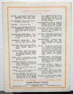 1924 Star Touring Sedan Coupe Roadster Commercial Car Canadian Sale Brochure