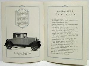 1927 Star Car Sedan Roadster Coupe Features Specifications Sales Brochure Orig