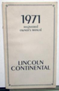 1971 Lincoln Continental Owners Manual Care & Operation Original