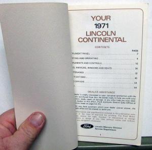 1971 Lincoln Continental Owners Manual Care & Operation Original