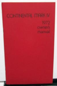 1972 Lincoln Continental Mark IV Owners Manual Care & Operation Original
