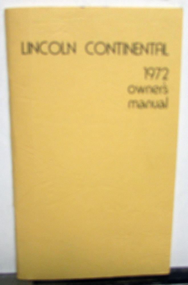 1972 Lincoln Continental Owners Manual Care & Operation Original