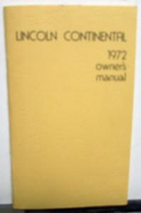 1972 Lincoln Continental Owners Manual Care & Operation Original