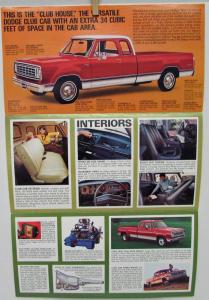 1975 Dodge Club Cab Pickup Truck Sales Folder Mailer Original