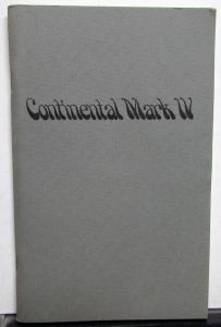 1974 Lincoln Continental Mark IV Owners Manual Care & Operation Original