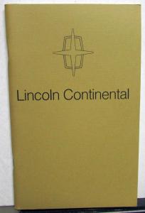 1974 Lincoln Continental Owners Manual Care & Operation Original