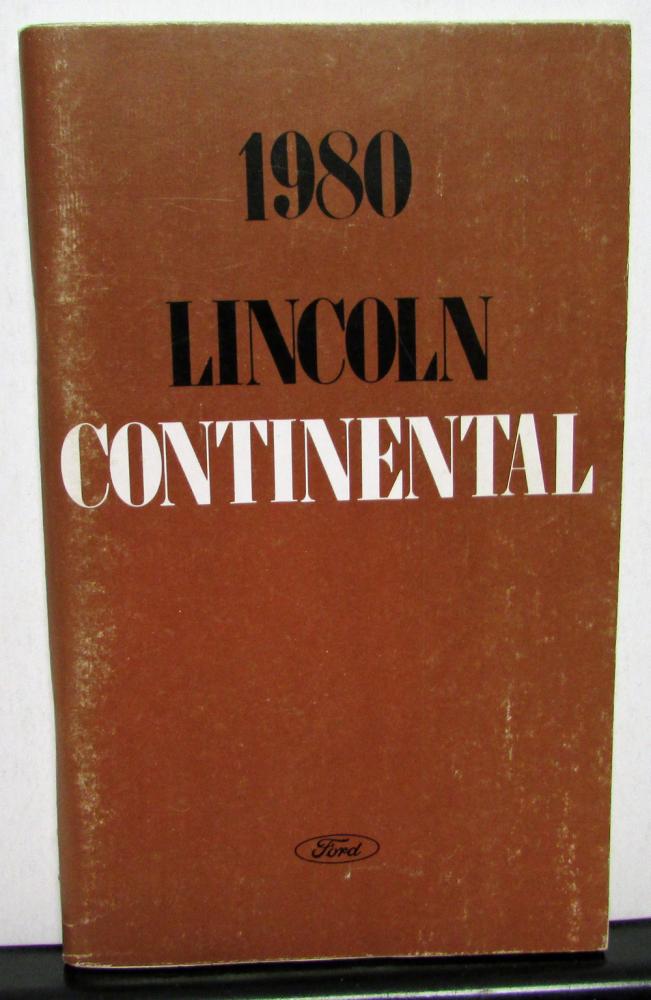 1980 Lincoln Continental Owners Manual Care & Operation Original