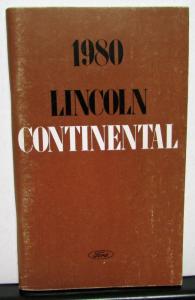 1980 Lincoln Continental Owners Manual Care & Operation Original