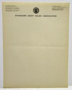 1921 Standard Eight Sales Association Letterhead Twenty Two Sheets Original