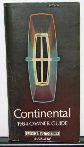 1984 Lincoln Continental Owners Manual Care & Operation Original