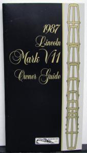 1987 Lincoln Mark VII Owners Manual Care & Operation Original