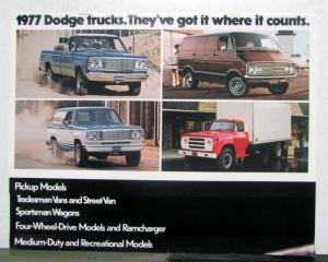 1977 Dodge Truck Pickup Tradesman Sportsman Ramcharger Full Line Sales Brochure