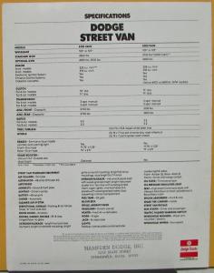 1977 Dodge Street Van B100 B200 Colorful Sales Folder Original