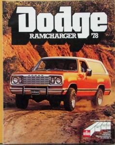 1978 Dodge Ramcharger Color Sales Folder Original