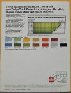 1978 Dodge Job Rated Trucks Pickups Tradesman Handyvan Color Sales Folder Orig