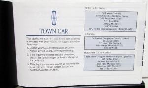 1997 Lincoln Town Car Owners Manual Care & Operation Instructions Original