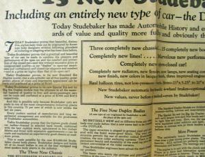 1925 1926 Studebaker Six 15 New Models Duplex Phaeton Ad Slick Original