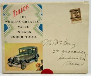 1928 Studebaker Erskine Six Sales Mailer Folder & Record Promotion Page Original
