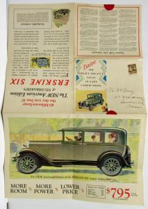 1928 Studebaker Erskine Six Sales Mailer Folder & Record Promotion Page Original