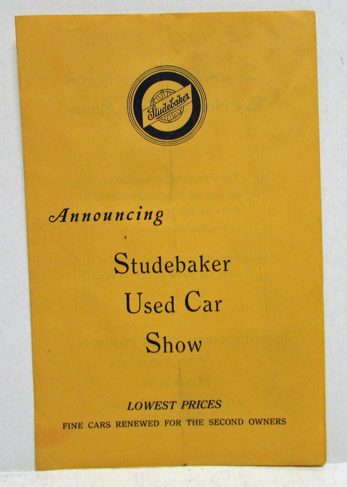 1930 thru 1934 Studebaker Used Cars New England Sales Folder Brochure