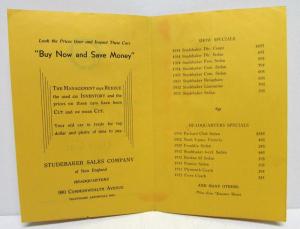 1930 thru 1934 Studebaker Used Cars New England Sales Folder Brochure