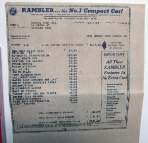 1960 AMC Rambler Rebel Ambassador Owners Manual Care & Operation Original