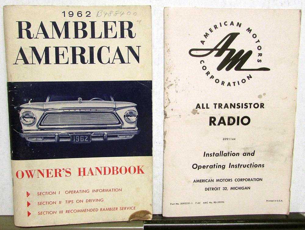 1962 AMC Rambler American Owners Manual Care & Operation Orig W/Radio Pamphlet