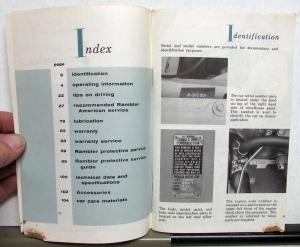 1962 AMC Rambler American Owners Manual Care & Operation Orig W/Radio Pamphlet