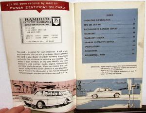1963 AMC Rambler Classic Ambassador Owners Manual Care & Operation Original