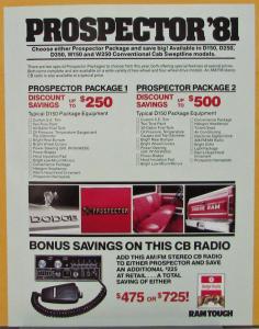 1981 Dodge Prospector Package Sweptline Pickup Truck Color Sales Sheet Original