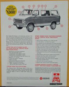 1981 Dodge Special Value Trucks Vans CANADIAN Sales Folder Original