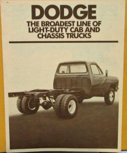 1981 Dodge Light Duty Cab & Chassis Trucks Fleet Sales Folder Original
