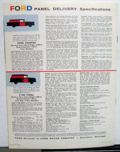 1958 Ford Panel Delivery Trucks F-100 Panel Courier Sales Brochure Original