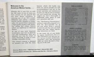 1973 AMC Gremlin Javelin Hornet AMX Owners Manual Care & Operation Original