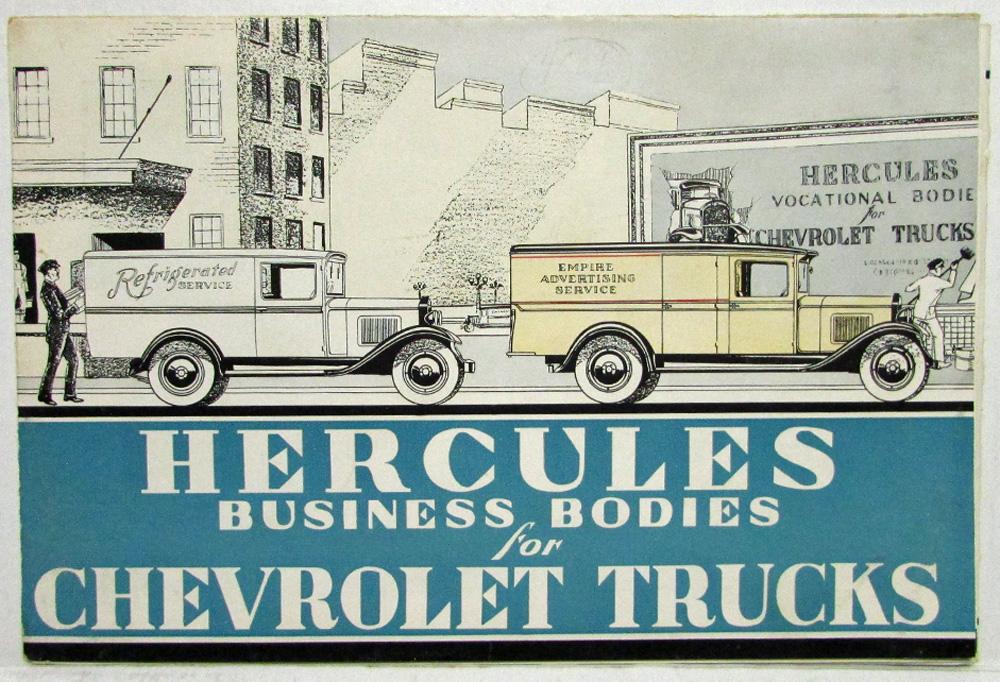 1932 Hercules Business Bodies for Chevrolet Trucks Sales Folder for Dealers