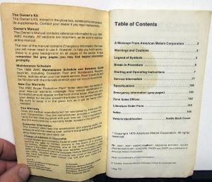 1980 AMC Concord Pacer Spirit Owners Manual Care & Operation