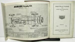 1920-21 Auburn Beauty Six Owners Manual Instruction Book Care Operation Original