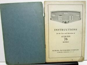 1928 Auburn 76 Models Owners Manual Instruction Book Care Operation Original