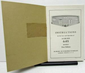 1930 Auburn 6-85 Models Owners Manual Instruction Book Care Operation Original