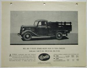 1936 Springfield Commercial Body for Chevrolet Truck Half-Ton Sales Sheet