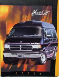 1980s 1990s Dodge Mark III SWB SE LE LX Full Size Conversion Van Sales Folder
