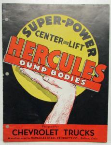 1937 Hercules Dump Bodies for Chevrolet Trucks Sales Brochure w Price Sheets