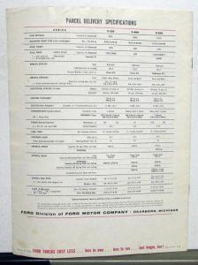 1959 Ford Parcel Delivery Chassis P-350 -400 -500 Series Sales Brochure Original