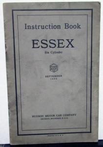 1926 Essex Six Owners Manual Instruction Care & Operation Original