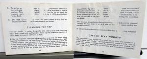 1967 GM Convertible Top Owners Manual Care & Operation Chevelle Impala GTO 442