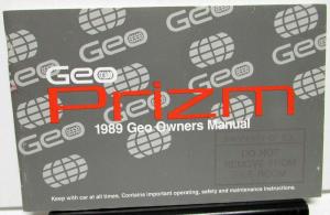 1989 Geo Prizm Owners Manual Care & Operation Maintenance GM