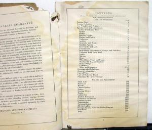 1927 Franklin Airman Series Owners Manual Care & Operation Maintenance Original