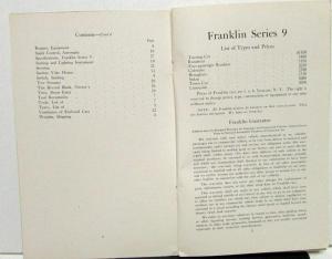 1916-17 Franklin Series 9 Owners Manual Care & Operation Maintenance Original