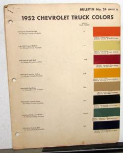1952 Chevrolet Dupont Truck Color Paint Chips