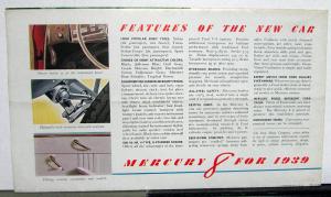 1939 Mercury Eight 8 Dealer Color Sales Brochure Folder Large Original
